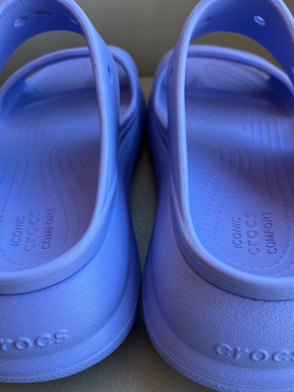 Crocs Classic Crush Platform Slides Sandals W10 M8 Lavender 2.5" Heel Comfort - Picture 9 of 10